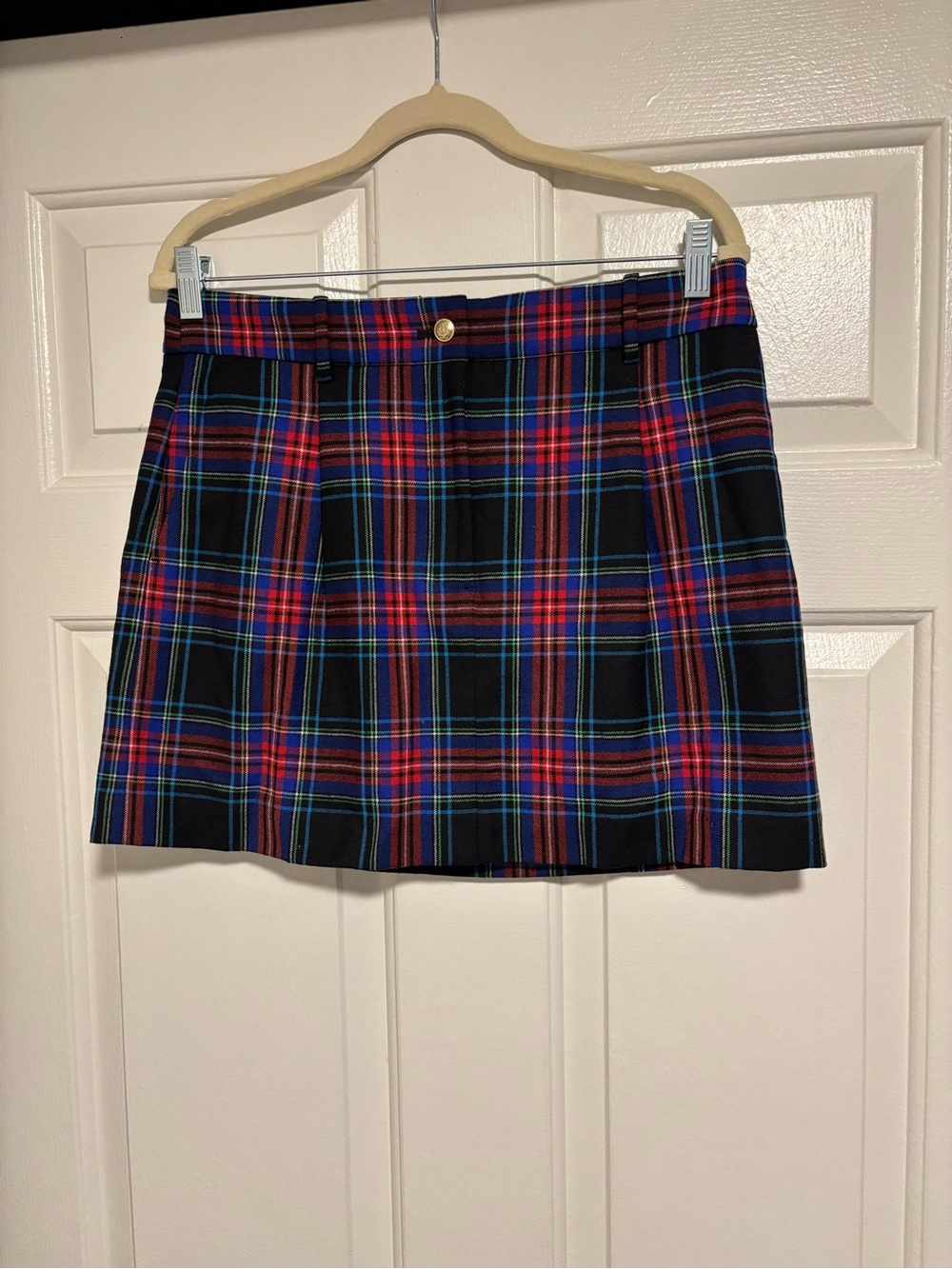 J. Crew Black Plaid Mini Skirt with Red and Blue Tartan